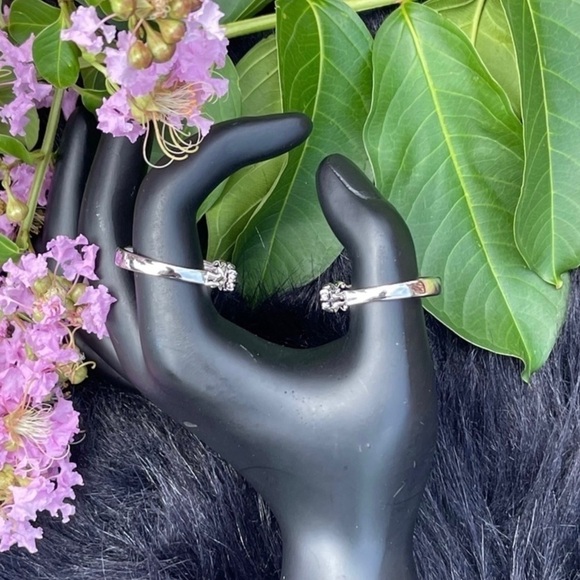 NWT Savvy Cie Rhodium Plated Pave Blue Crystal & SilverTone Hoop Earrings - Picture 5 of 12